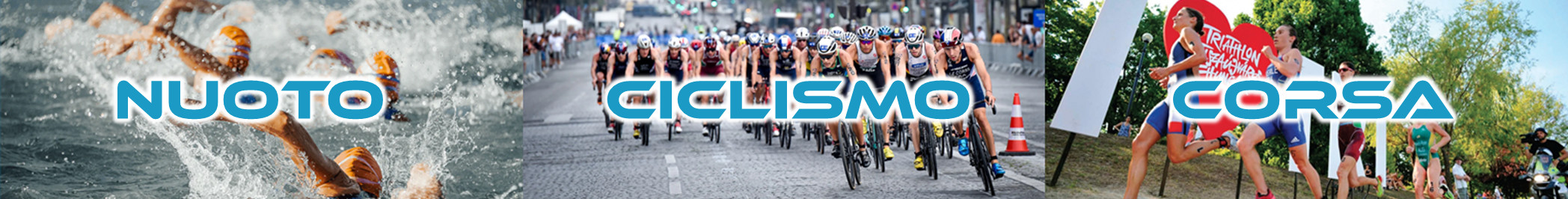 banner triathlon : nuoto, ciclismo, corsa